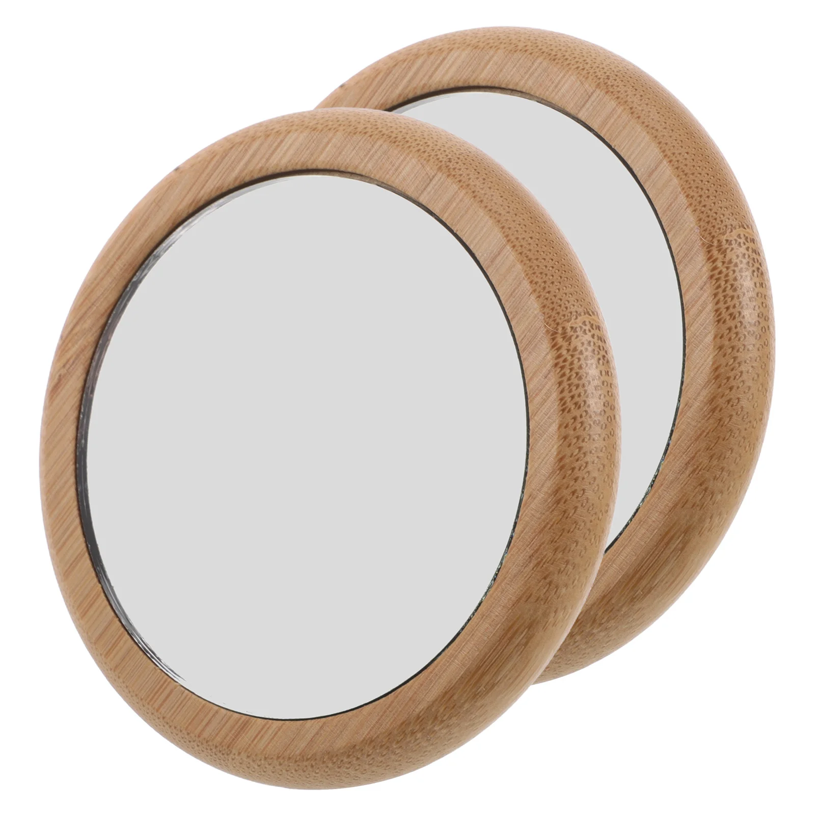 

2Pcs Portable Wooden Mini Makeup Mirror Small Round Handheld Compact Travel Pocket Mirror for Women Small Mirrors