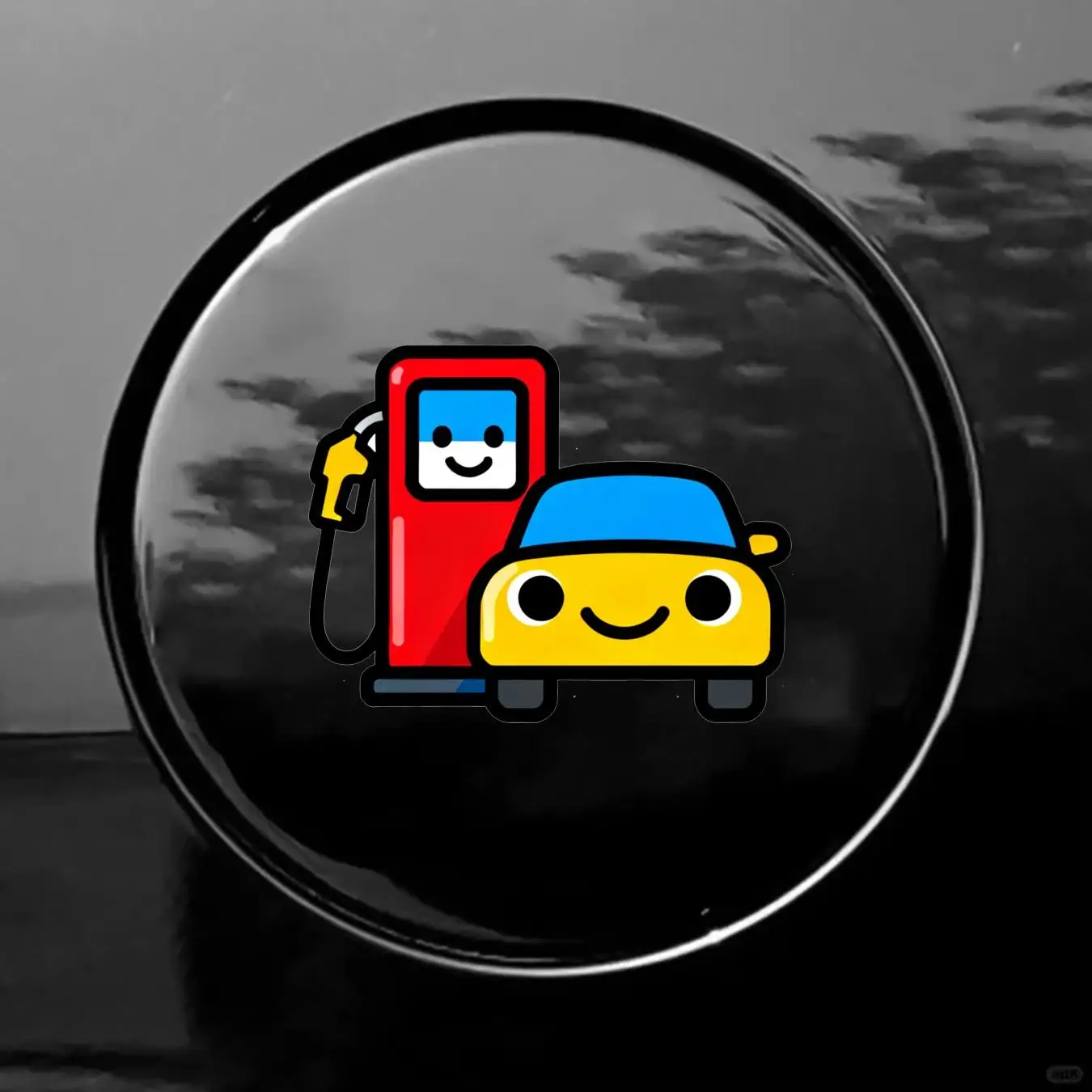 

Cute Cartoon Car & Gas Pump Sticker, Waterproof Vinyl Decal for Car Fuel Tank, Truck & SUV