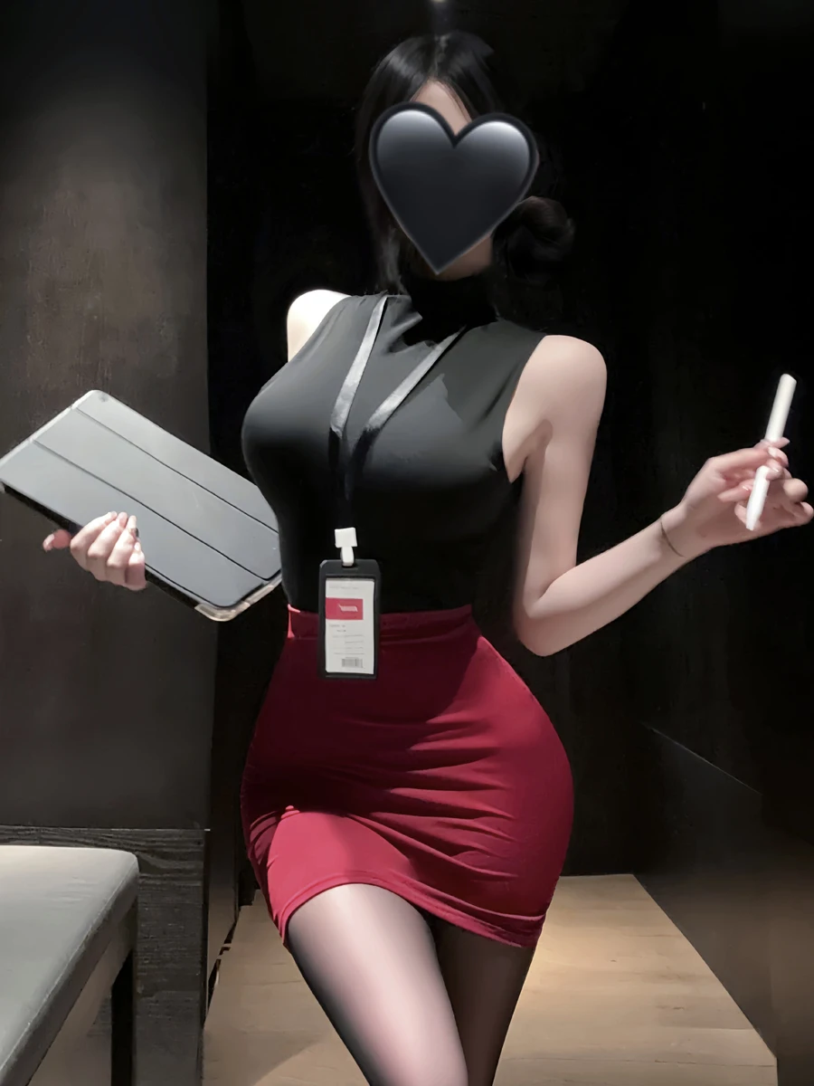 Sexy Office Lady Goddess Night Club Cosplay Secretary Uniform Set Butt Covering Polyester Material for Young Women