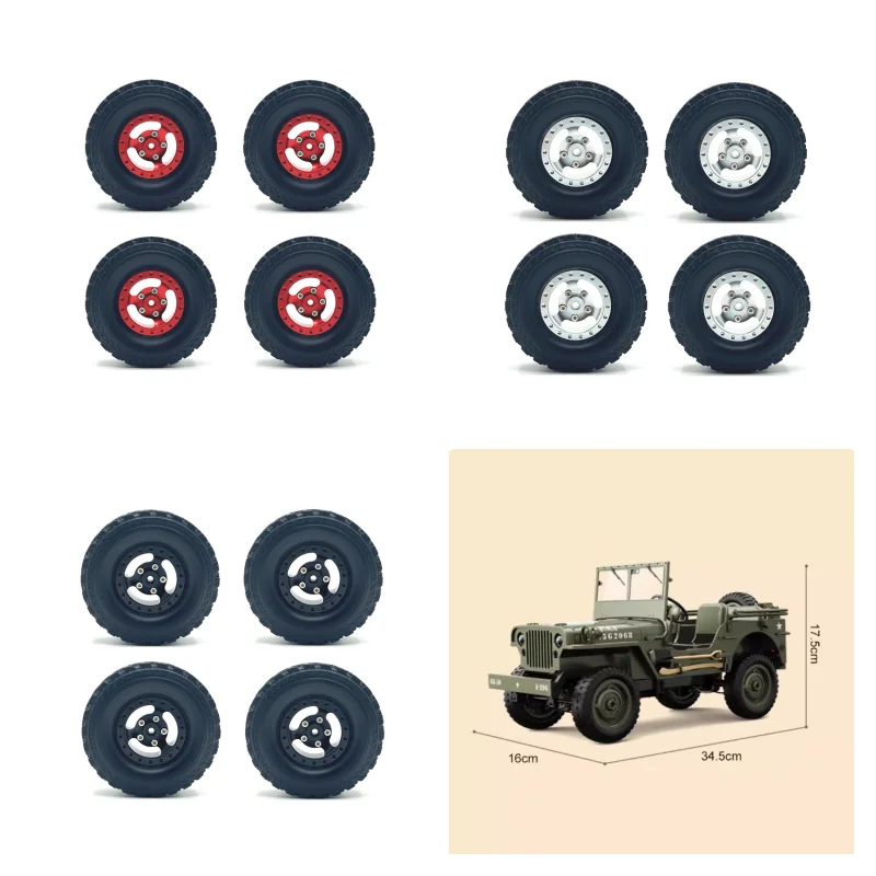 Metal Accessories JJRC 1/10 C8815 Willis 1/12 C8835 Hummer H1 Remote Control Car Wheel Hub Rim and Tire Parts