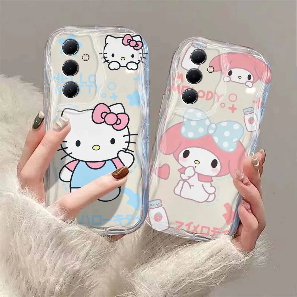 Sanrio Kuromi Cinnamoroll 3D Wave Phone Case For OPPO Reno 11 F 8 T 7 Z 6 5 4 Pro F23 F11 F9 4G 5G Soft Silicone Back Cover