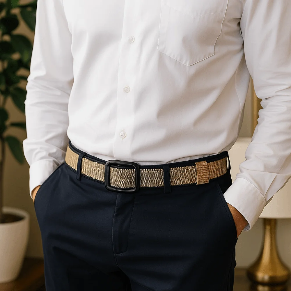 

Современный нейлоновый мужской ремень без отверстий, классический ремень с защелкой, мягкий, удобный, регулируемый, для повседневных случаев
