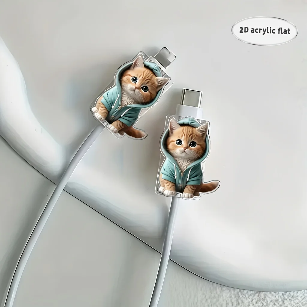 Cartoon Cat-Shaped Data Cable Protective Cover, Suitable for Type-C/Charging Interface Anti-Breakage Charging Cable Protective Cover