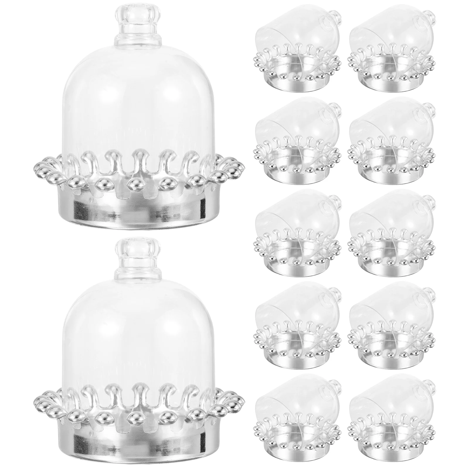 12 Pcs Candy Box Cake Stand Mini Dessert Plates with Dome Stands for Table Glass Cupcake Plastic Domes Crafts Clear Lid