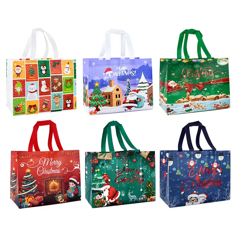 Weihnachts-Einkaufstasche mit Griffen, Weihnachtsmann, Schneemann, Süßigkeiten, Geschenkverpackung, Tasche, Frohe Weihnachten, Neujahr, Party, Dekoration, Noel-Einkaufstasche – Detail 11