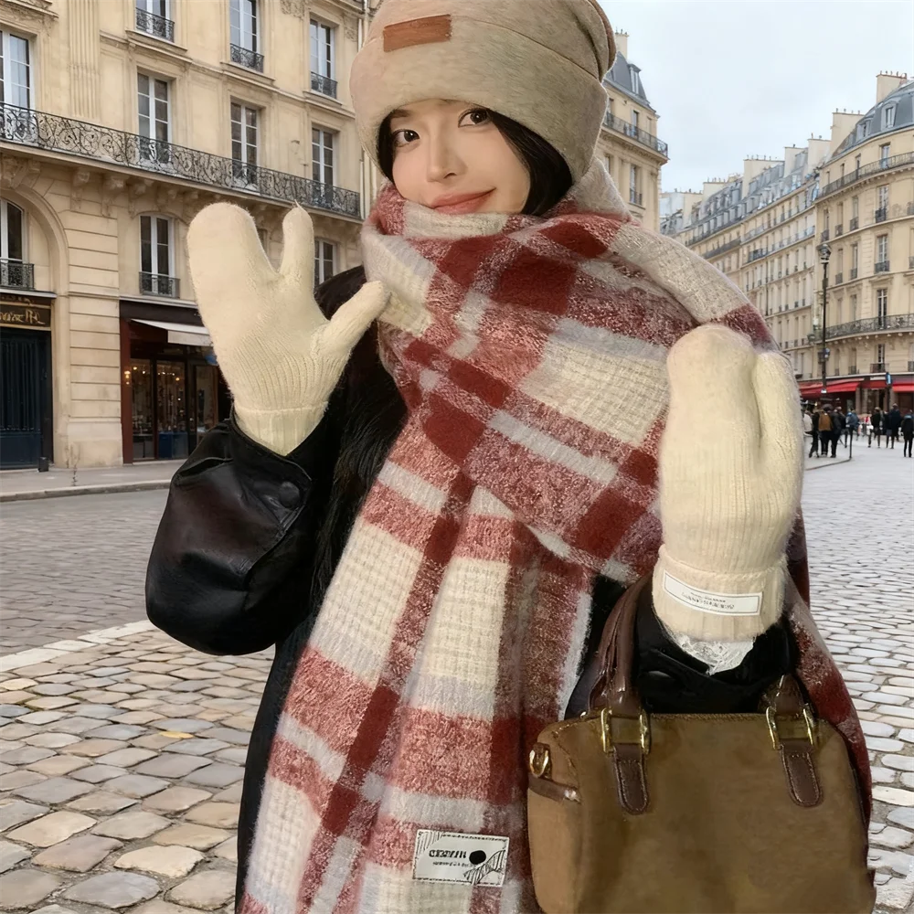 200*50cm Meradela Plaid Schal frauen Herbst Winter Verdickt Imitation Kaschmir Student Warme Paar Schal Große Schal decke