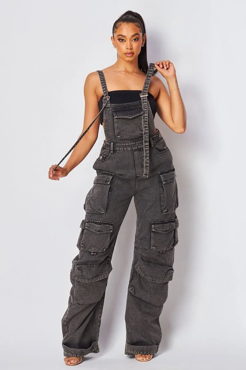 Women\'S Jumpsuits Fashion Loose Multi-Pocket Sleeveless Suspender Denim Jumpsuit Street Wear Casual Baggy Cargo Jean Jumpsuit