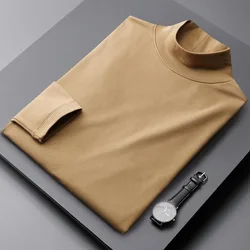Fashion Stylish Men's Turtleneck Long Sleeve T-Shirt Slim Fit Casual Base Layer Tee for Autumn and Winter Business T-Shirts Man