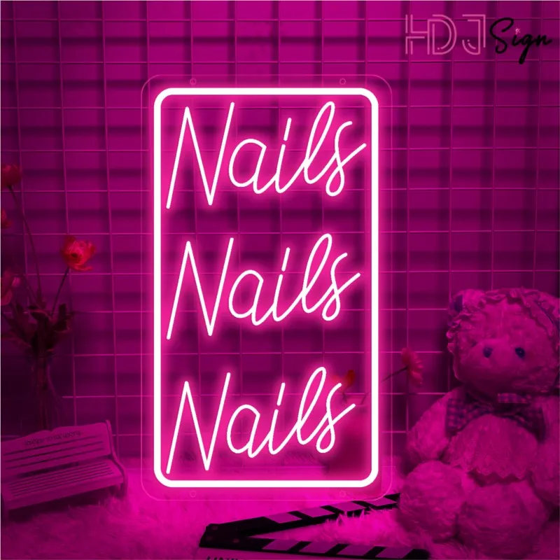 เล็บเล็บเล็บห้องป้ายนีออนของขวัญที่กําหนดเอง 3D แกะสลัก LED Light Beauty Room Wall Decor สําหรับขนตาเล็บ Shop ห้องนอน