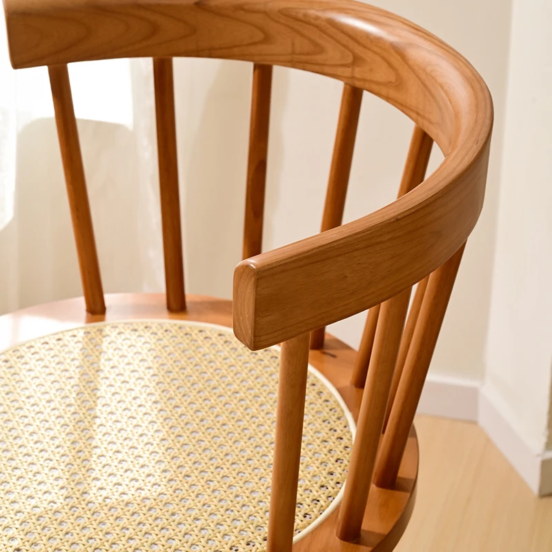 2025 جديد خشب متين الروطان الطعام كرسي فاخر الرجعية مسند الظهر كرسي للمنزل شرفة الترفيه ديكور المنزل الأثاث