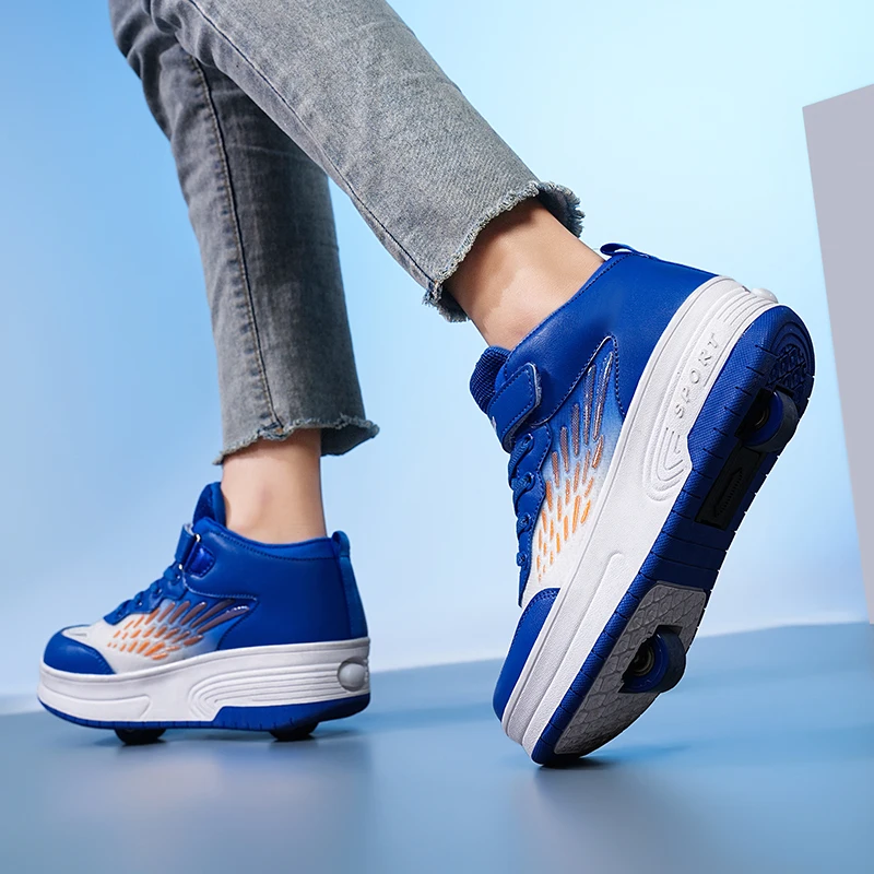 

Роликовые кроссовки для мальчиков и девочек (зима 2025): детская износостойкая невидимая обувь с автоматическим выдвижным механизмом на 4 колесах