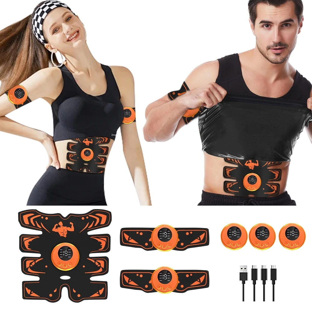 

Portable Rechargeable EMS Abdominal Trainer Muscle Stimulator Fitness Equipment - Home Gym Device for Abdomen Glutes