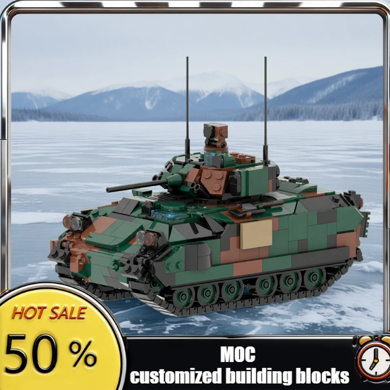 878 PCS Battle Tank Kit M2A3 Bradley MOC Customize Modular Building Block Creative Design Educational DIY Boy Toy Christmas Gift