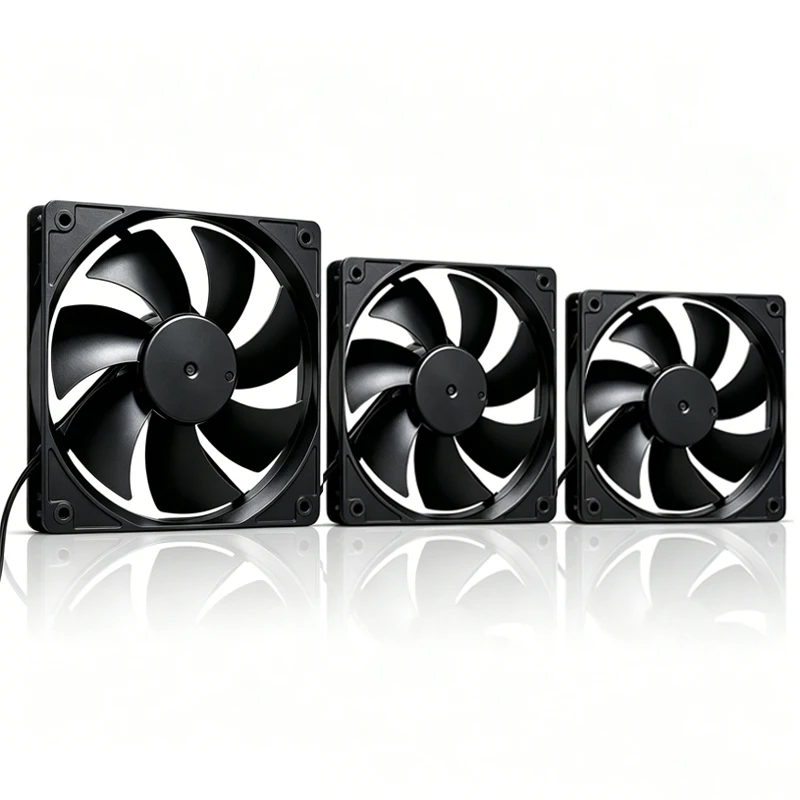 8/9/12CM Cooling Fan Without Light Computer Case Fan Power Supply 4P Power Supply Fan for Home Office Silent Black