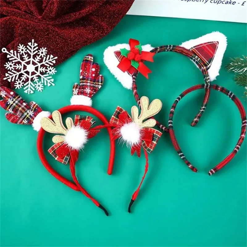 Christmas Headband Kids Adult Santa Claus Elk Xmax Tree Hair Accessories Photo Props Christmas Decoration 2024 New Year Gifts