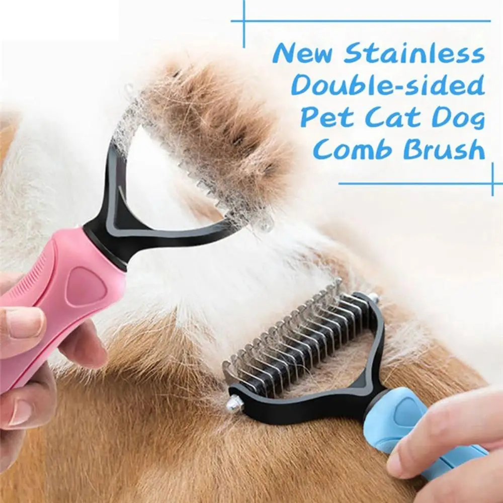 

Dematting Deshedding Gilling Brush Stainless Steel Double Sided Blade Rake Comb Dog Grooming Tool Fur Cleaner Cat Comb