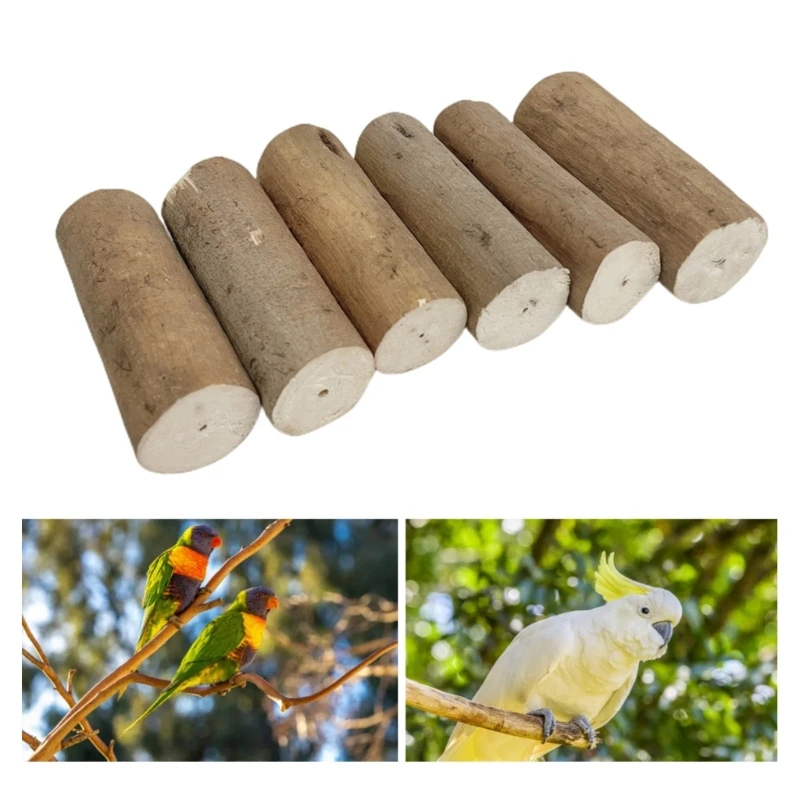 GJ 6 Pcs Pet Bird Climbing Toy for Parrots Grinding Wood Grinding Chew Toy for Cage Bird Bird Molar Toy Rods Shape