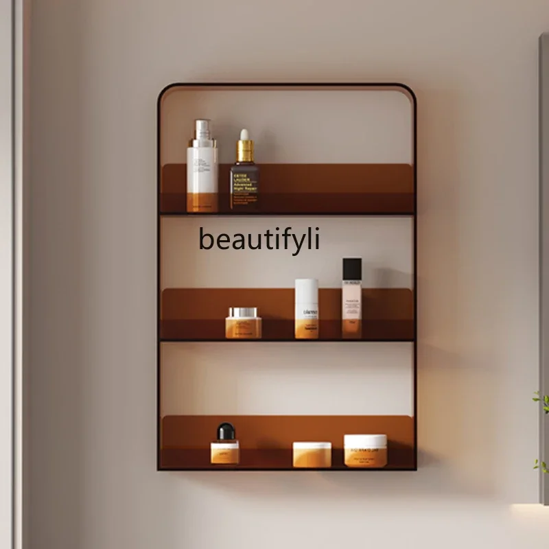 

Punch-Free Bathroom Wall Acrylic Transparent Storage Rack Bathroom Wall-Mounted Storage Rack