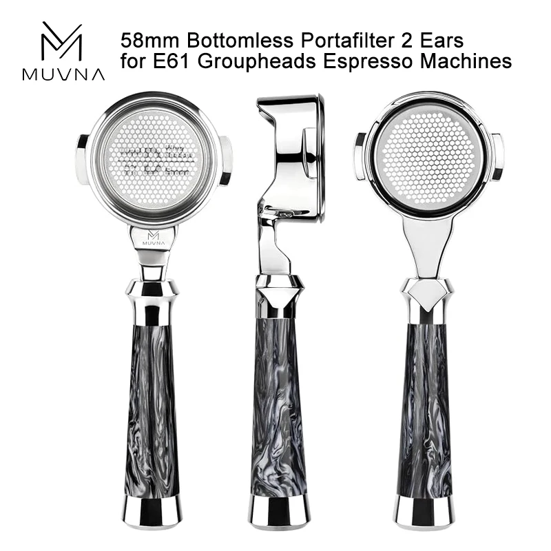 MUVNA Lucifer E61 58mm Bottomless Portafilter 2 Ears For E61 Groupheads/Rocket/Gemilai/Sanremo/Ascaso/Slayer/ECM Coffee Machines