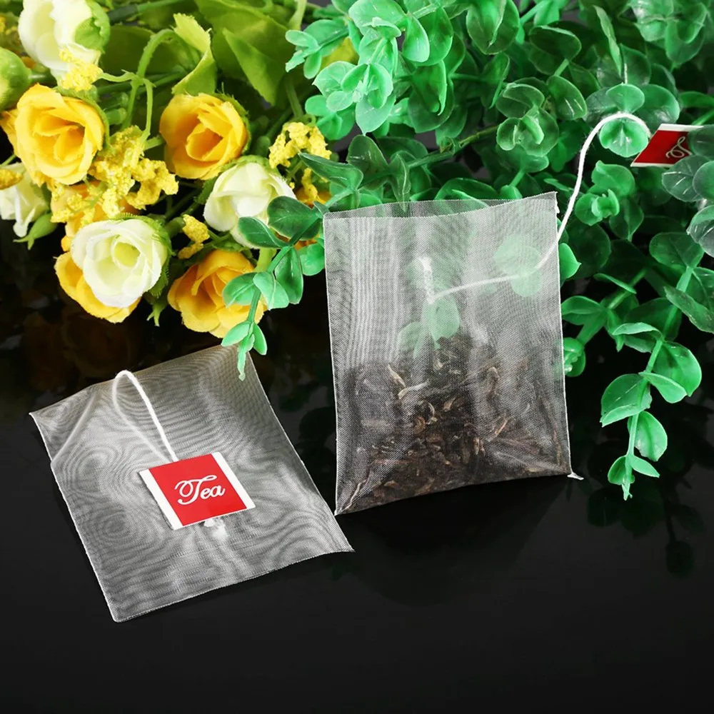 100Pcs Set Nylon Tea Infuser Bags Empty Design Unsealed Filter Strainer Bags With String Single Use Herb Infuser Household Use