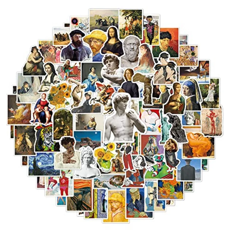 

Vintage Oil Painting Stickers Pack 100 PCS, Retro Aesthetic Vinyl Waterproof Die-Cut Classical Art Sticker Set for Journal Plan
