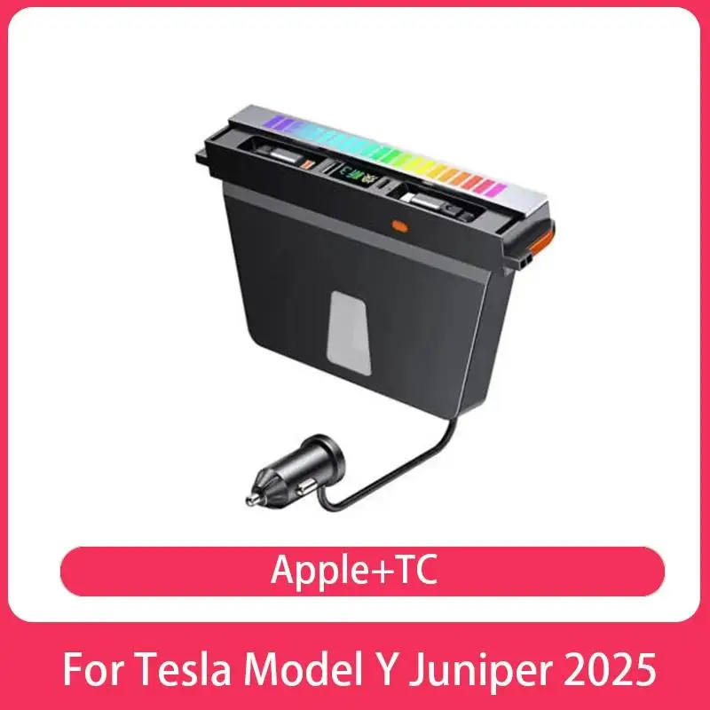 テスラモデル-y-ジュニパーモデル-3-ハイランド-2025-usb-ドッキングハブ充電器マルチライトステーションポート-rgb-ケーブル格納式-t5r9