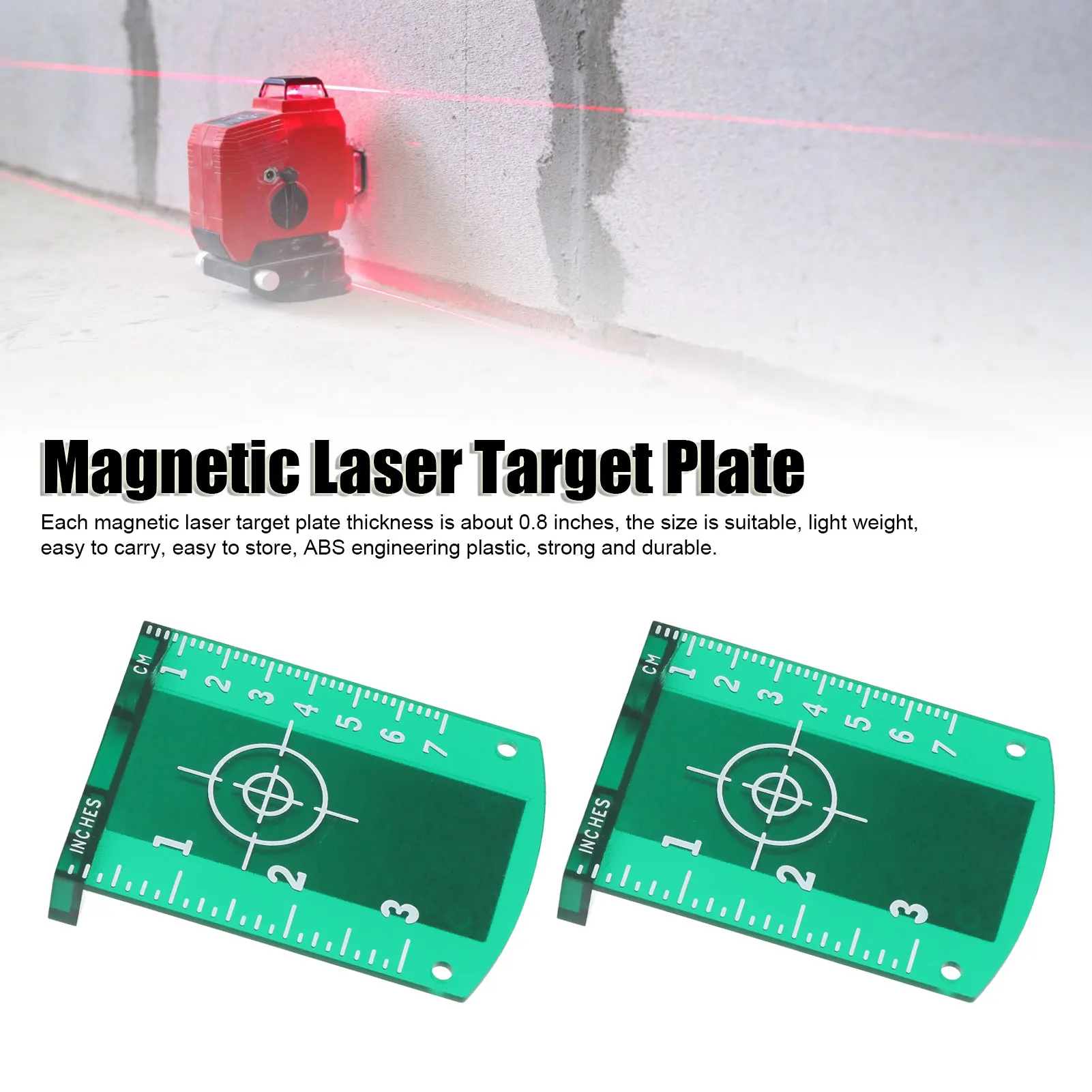 2Pcs Magnetic Laser Level Target Plate Reflective Alignment Card ABS Floor Laser Target Board for Beam Measurement Tool