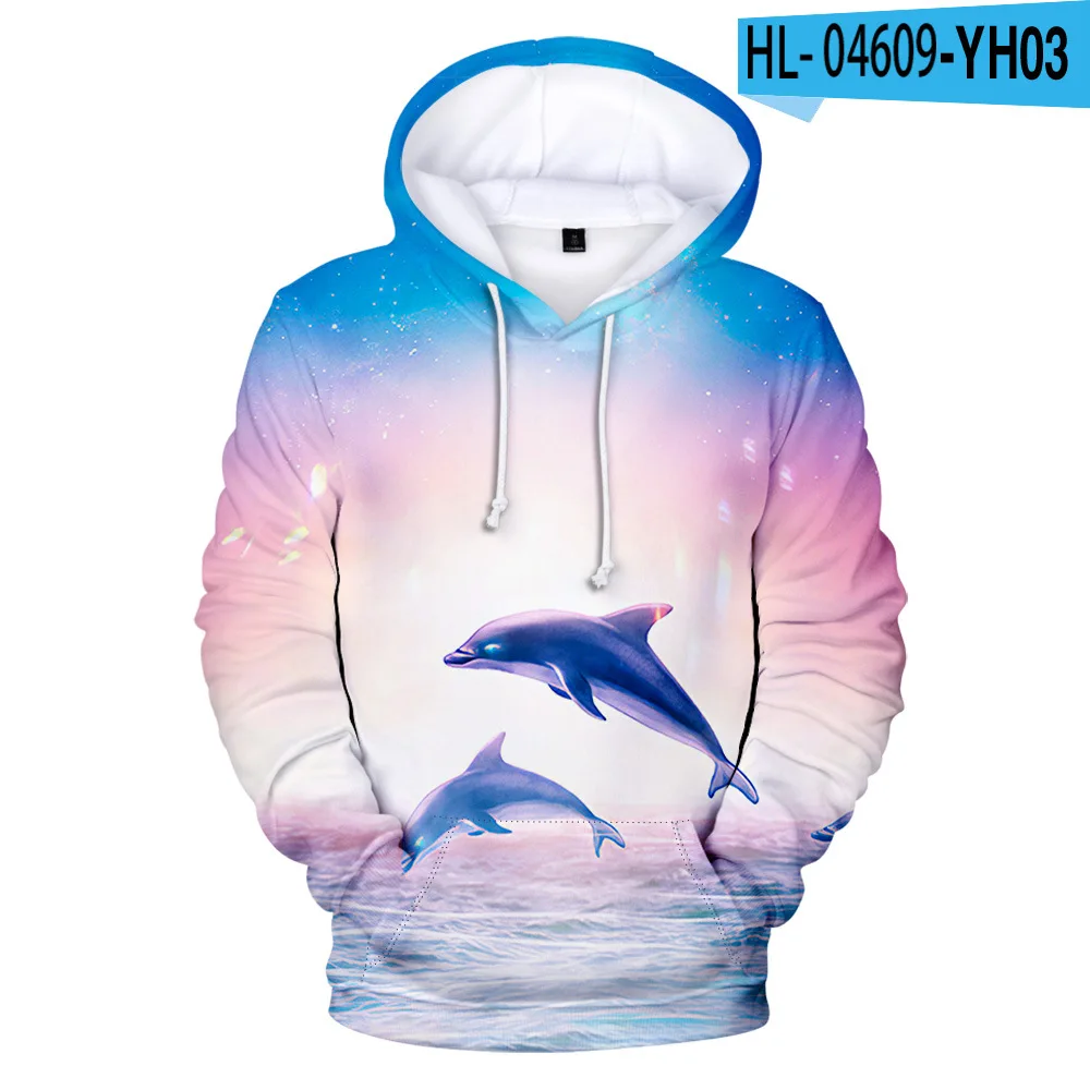 Hot Sale Animal Dolphin 3D Hoodie Women Men Sweatshirt Streetwear Children Hooded Jacket Male Tracksuit Casual Anime Clothes