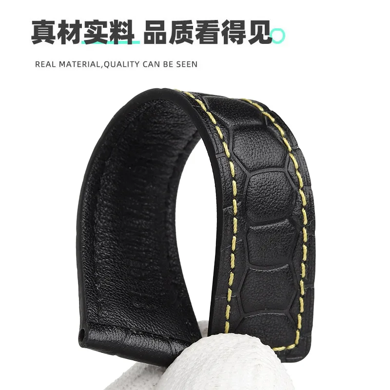 جديد 22 مللي متر لعلامة heuer كاليرا موناكو F1 حزام ساعة من الجلد الطبيعي خط أحمر جلد البقر نشر مشبك الرجال حزام ساعة اليد اكسسوارات