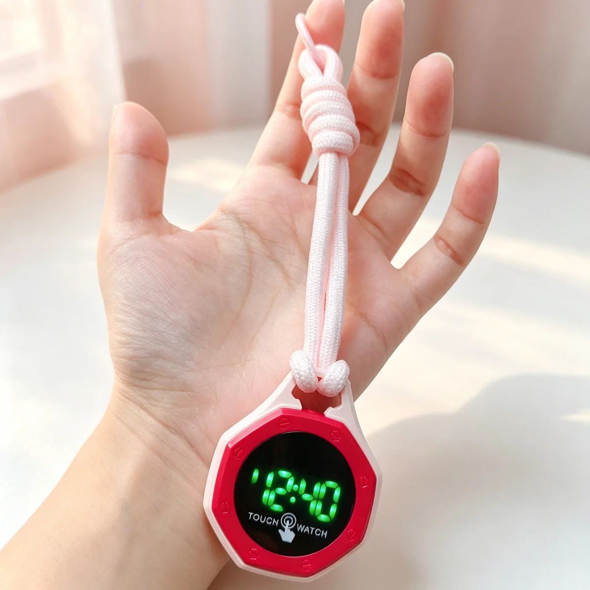 Large Night Light Display Silent Digital Watch Women Portable Hanging Lanyard Pocket Watches Men Hang on Backpack Keychain Clock