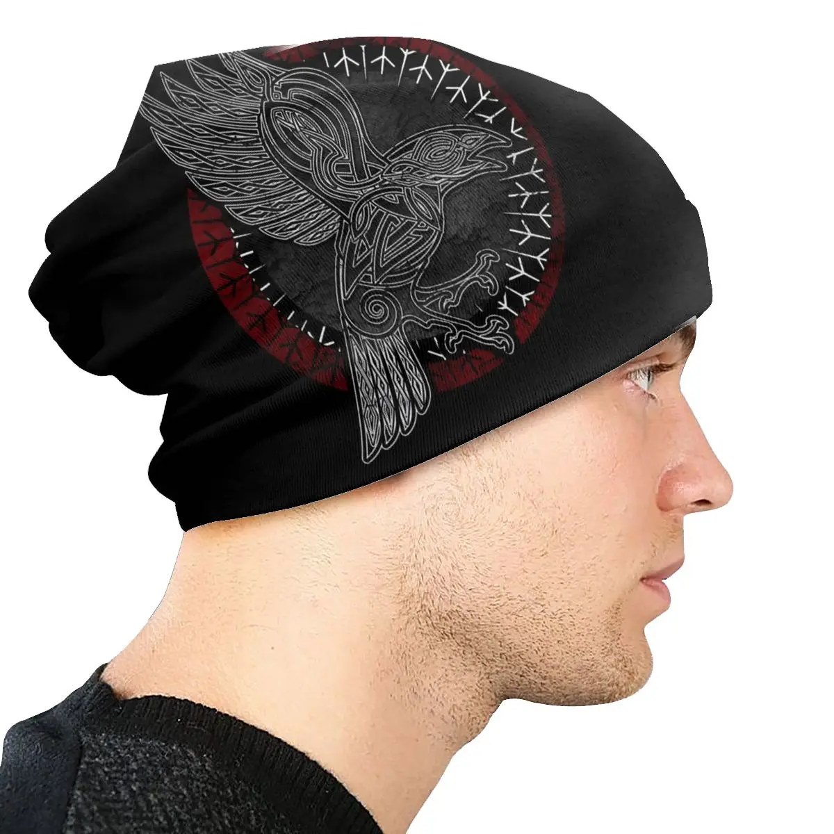 Viking Raven Hugin Munin Washed Warm Bonnet Outdoor Casual Beanies Protection Men Women Hats