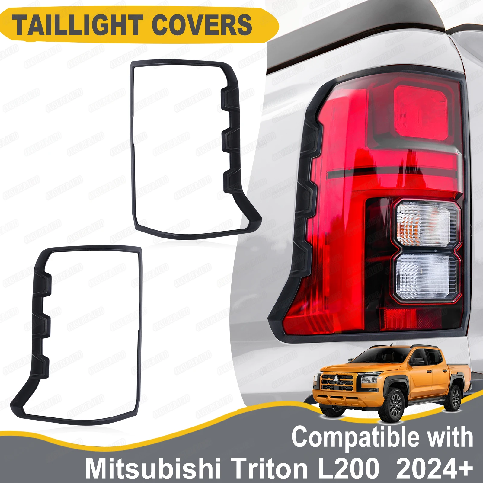 

Taillight Cover For MITSUBISHI TRITON L200 2024+ ABS Matte Black Tail Lamp Covers Rear Lamp Hood Protector Cover Car Accessories