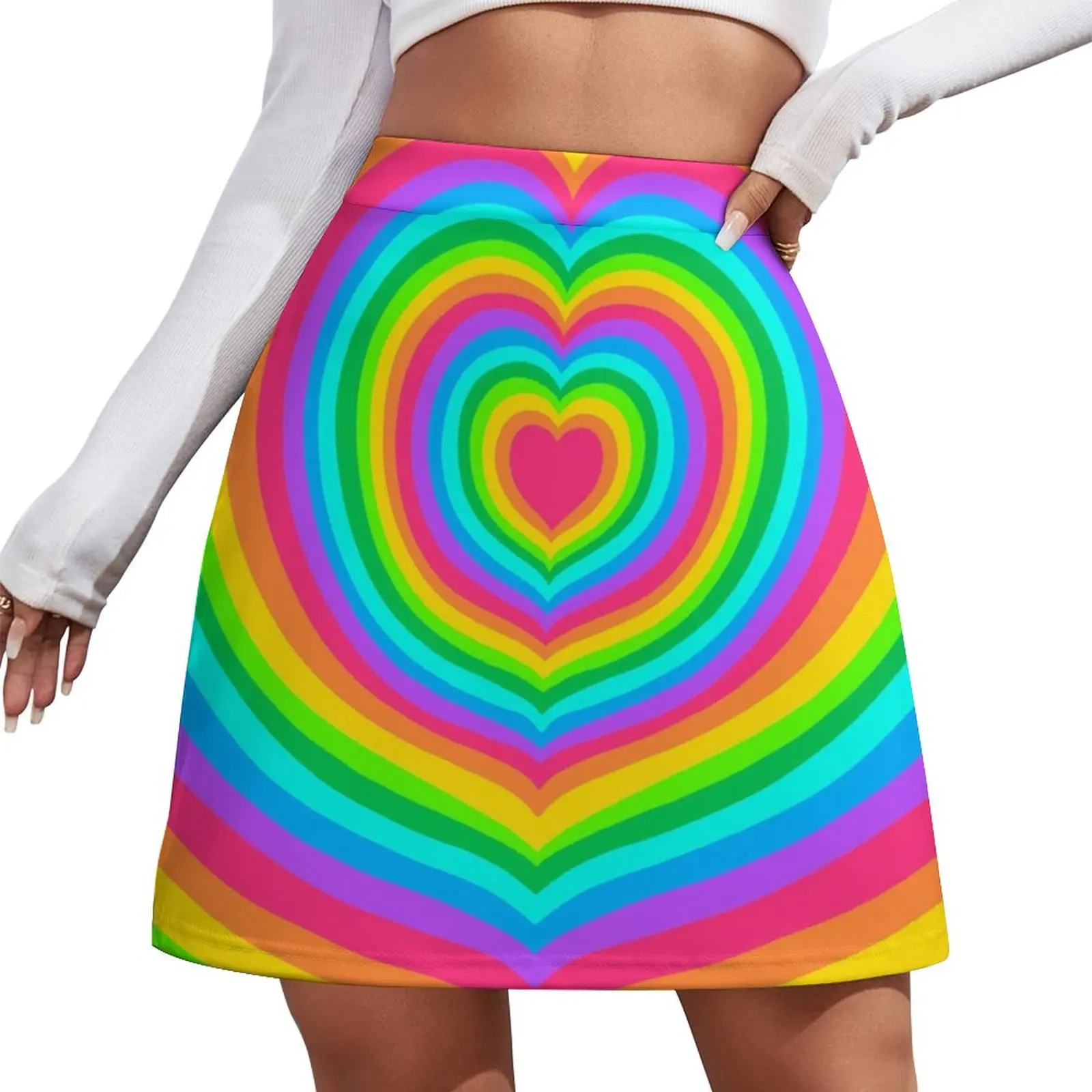 

Rainbow Heart Cosmic Portal Mini Skirt korean style clothing Kawaii Female clothing