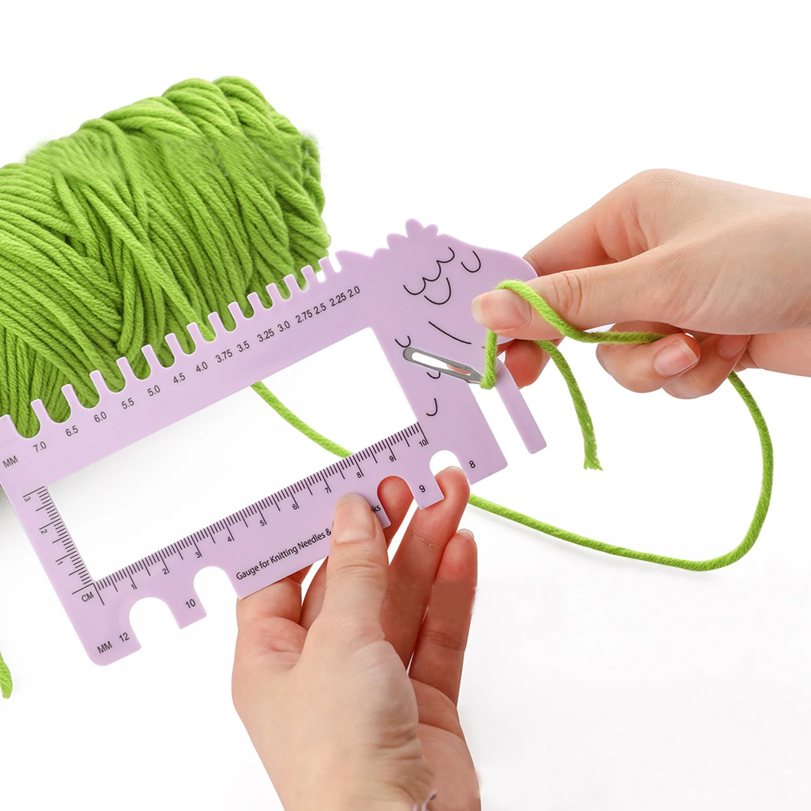 

2pcs Sheep Design Knitting Gauge Ruler Crochet Hook Measure Tool For Knitting Sewing Accessories Plastic Measuring Ruler For