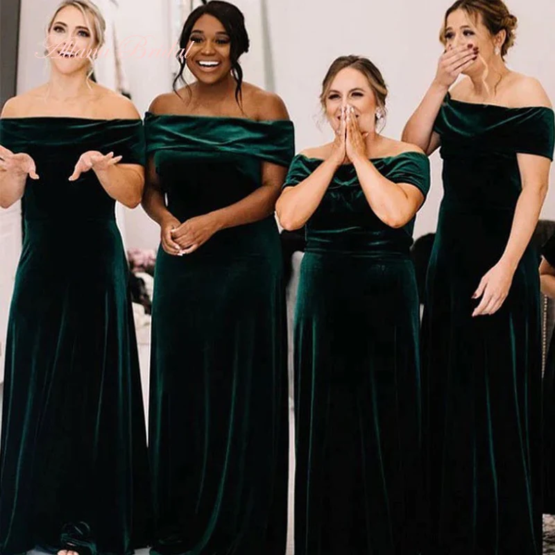 

Emerald Green Bridesmaids Dresses for Weddings 2024 Off the Shoulder Winter Wedding Party Dress for Women Vestidos De Festa