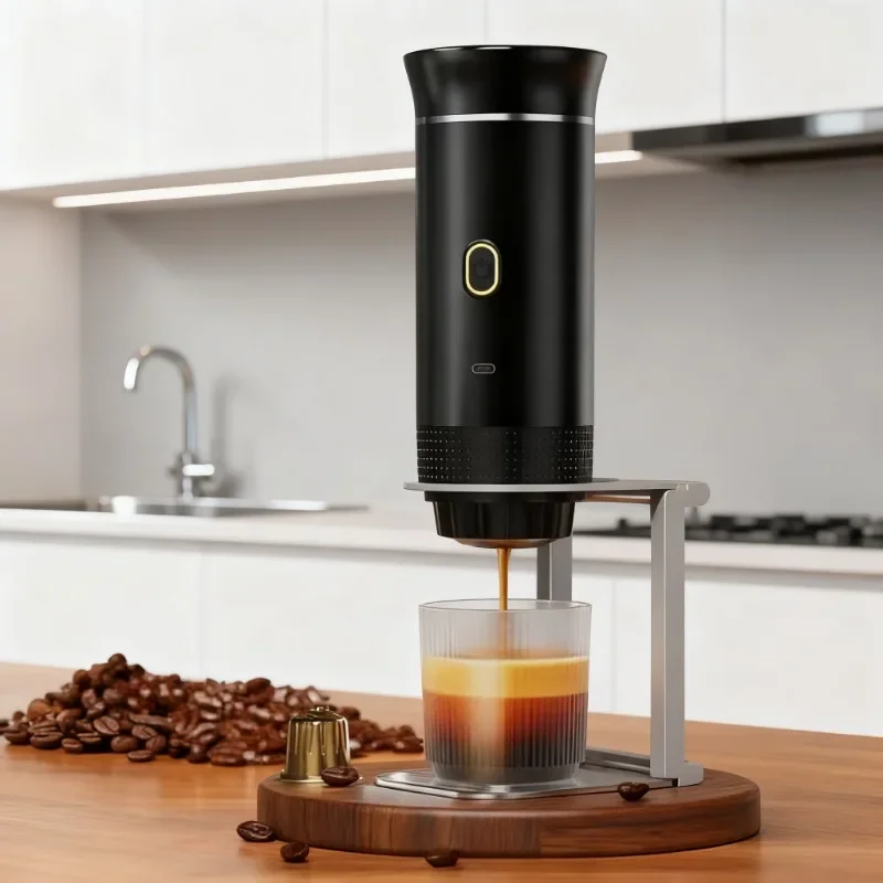 ماكينة قهوة اسبريسو كهربائية محمولة للسفر والسيارة والمنزل ماكينة صنع القهوة للتخييم 3 في 1 ماكينة صنع القهوة بمسحوق الكبسولات #3