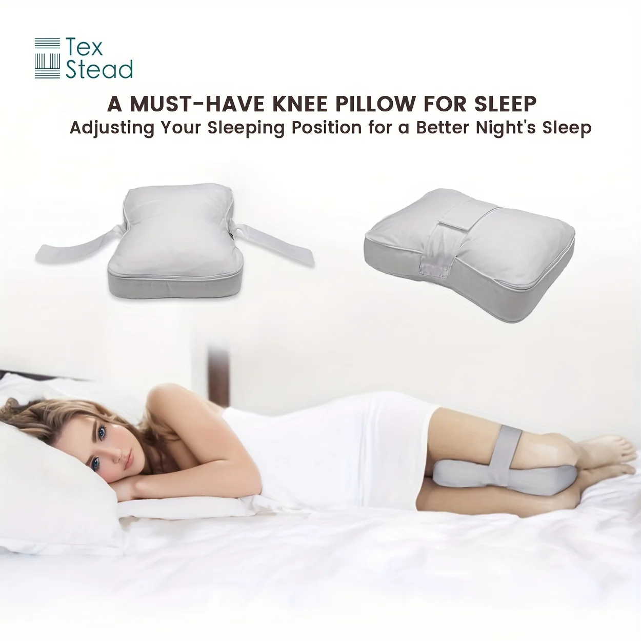 Knee Pillow for Side Sleepers - Between Leg & Under Knee Pillow for Back Sleepers