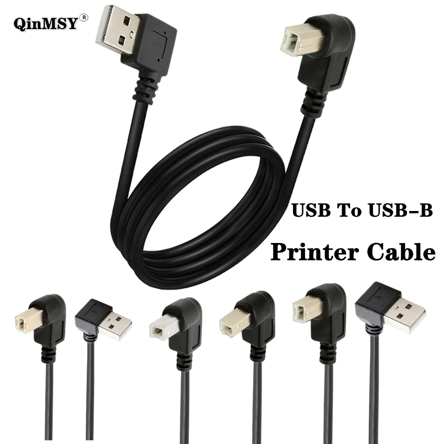 W górę w dół prawy lewy kabel USB 2.0 A męski na USB B męski typu B BM 90-stopniowy kabel kątowy BM do skanera drukarki dysku twardego
