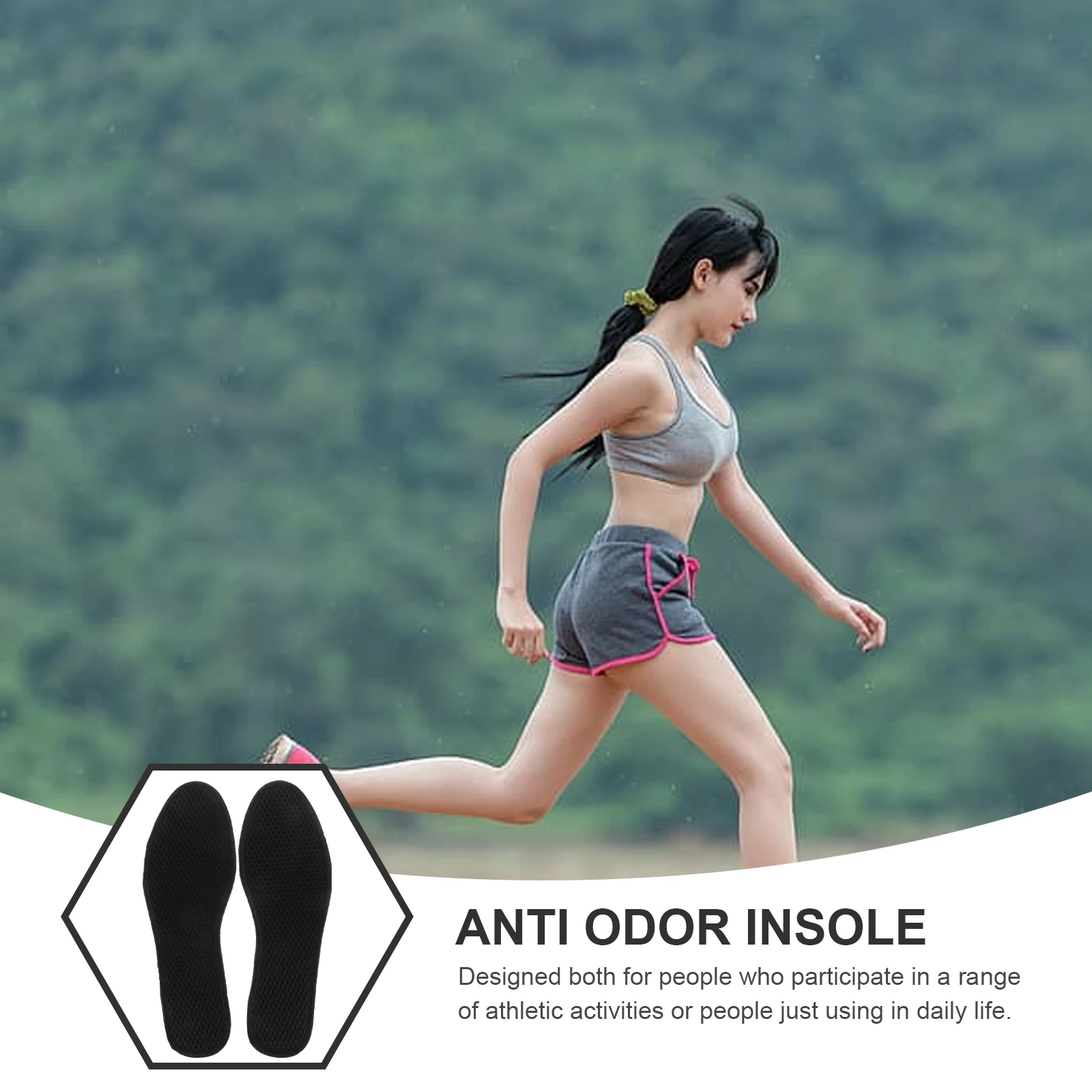 

Bamboo Charcoal Insoles 2 Pairs Foot Pads Moisture Absorption Deodorant Shoes Accessories Daily