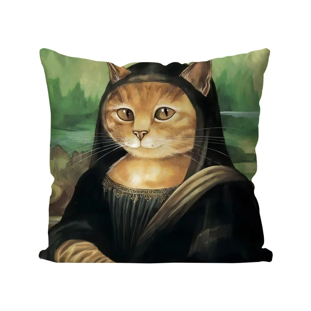 

Painted cat pattern throw pillow cover with short plush print for living room sofa decoration cushion cover pillow covers
