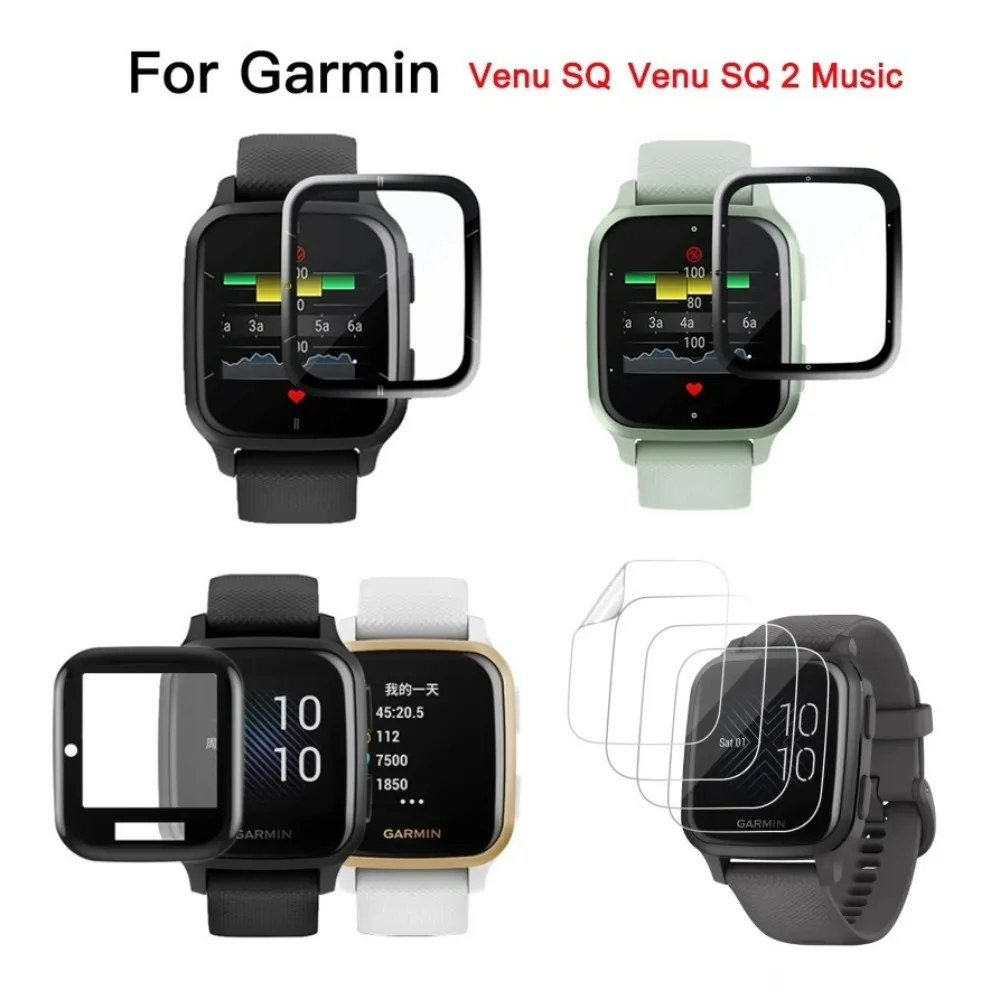 For Garmin venu SQ 2 sq2 Music Curved Full Coverage Protective Film Soft TPU Film 3D PMMA Screen Protector
