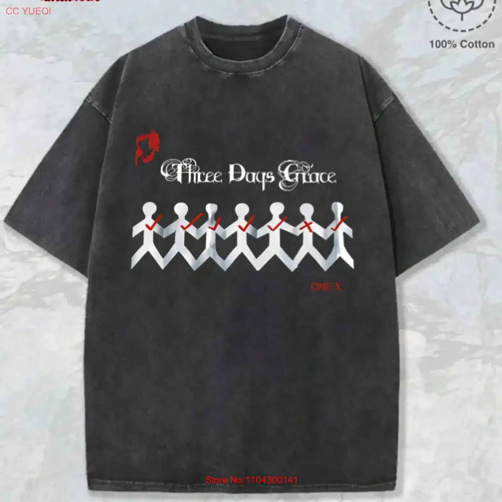 Three Days Grace T Shirt One X Album Rock Band Vintage Streetwear vintage Washed Versatile Stretched Slightly Breathable Unisex