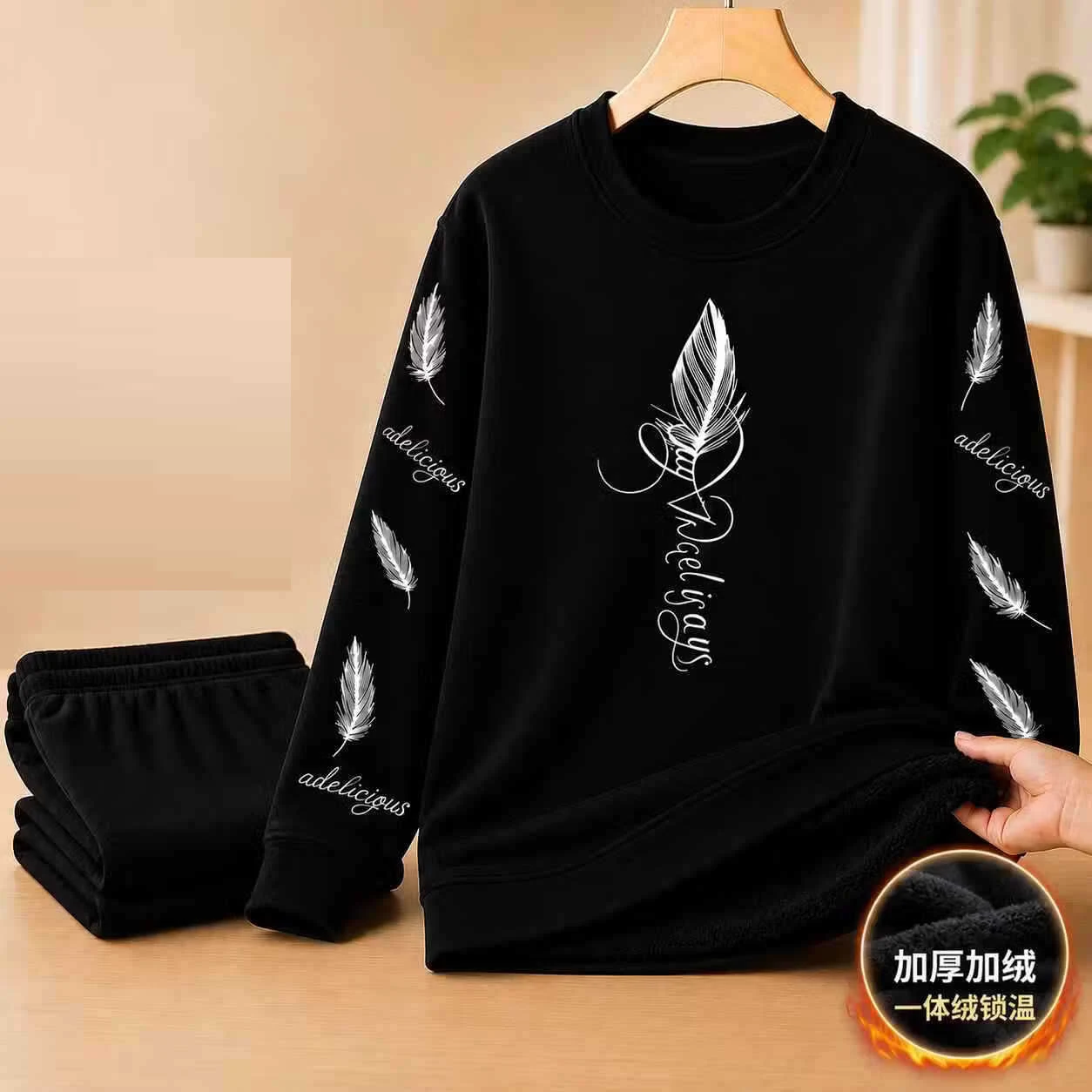 Thermal Underwear Men's Suit Fleece-Lined Thicken Junior Middle Students Teen Long Johns Boys Cold-Proof Thermal Clothes Winter