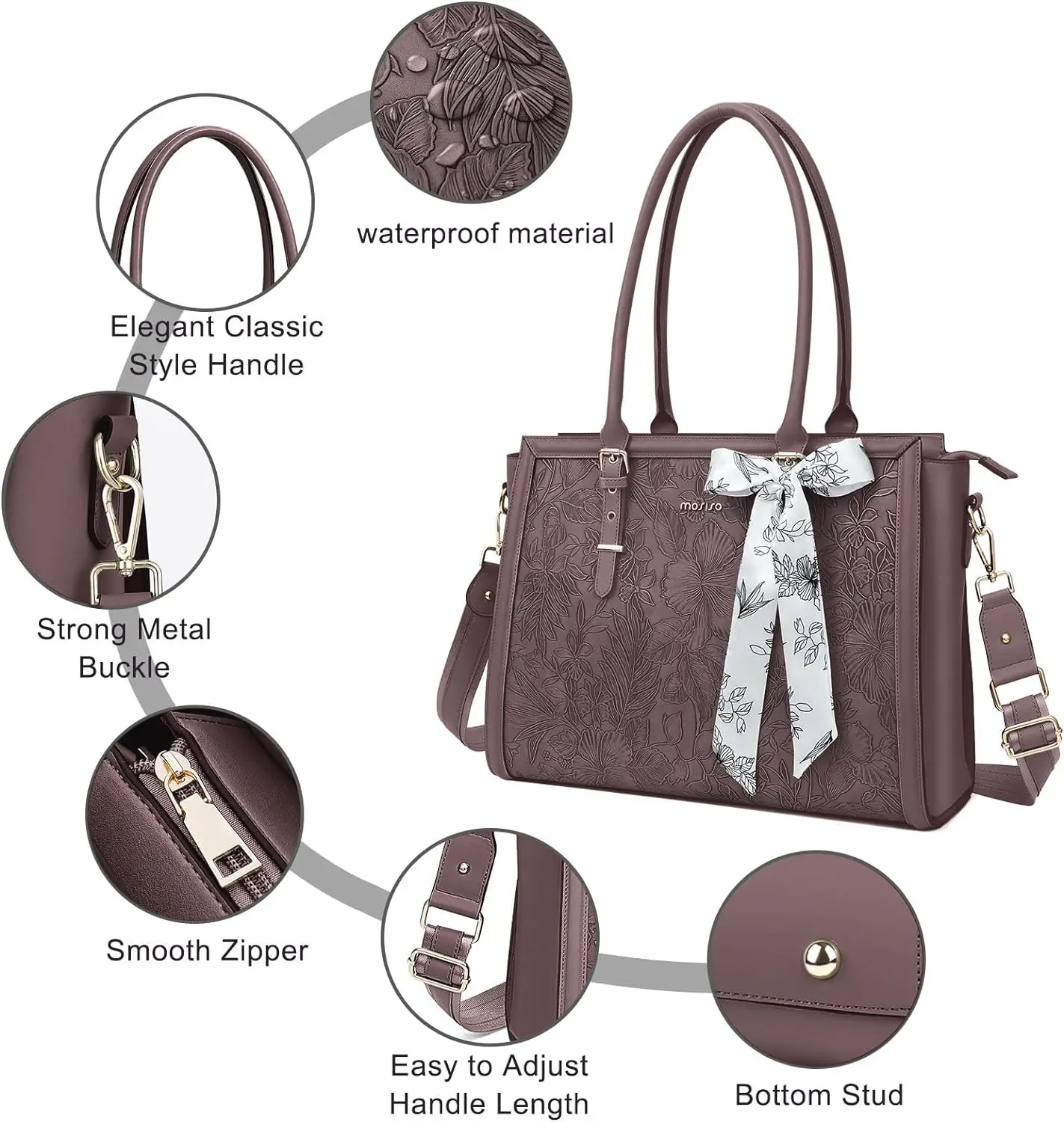 Latest PU Leather Laptop Tote Bag 15 16 17.3 inch Laptop Carrying Case Large Capacity Women Handbag Business Travel Shoulder Bag