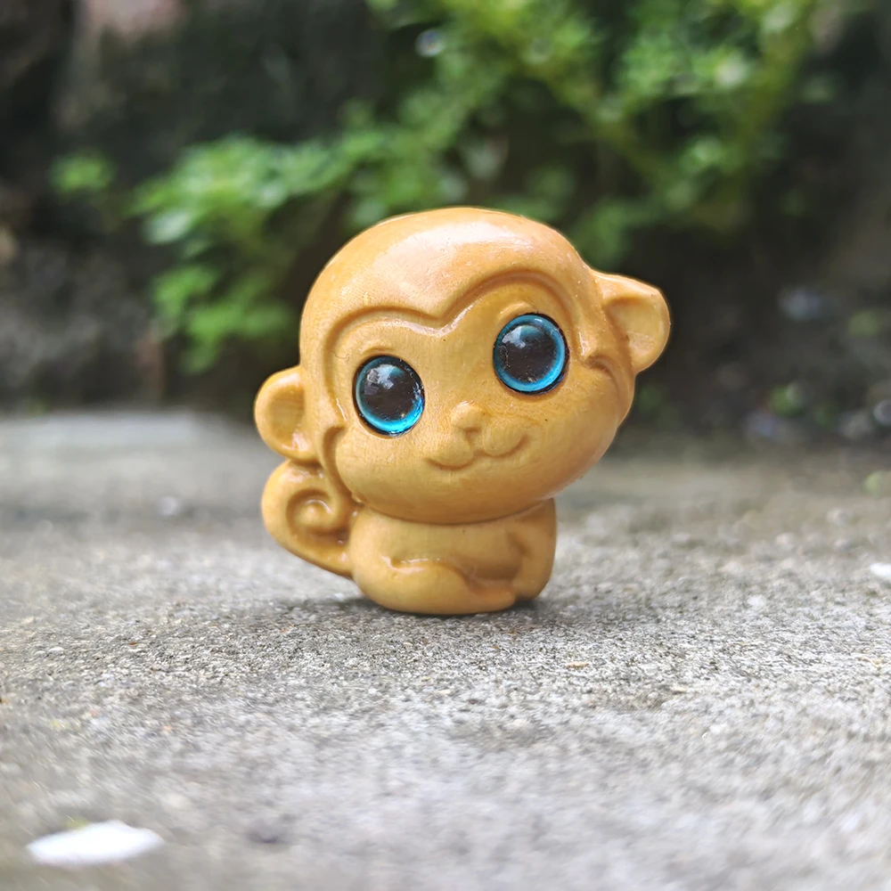 1.1 Inch Wooden Monkey Figurine, Ethnic Style, Simple Style, Suitable for Holiday Decorations, Home Decorations, Christmas Decorations, Tabletop Decorations, Living Room, Party Decorations