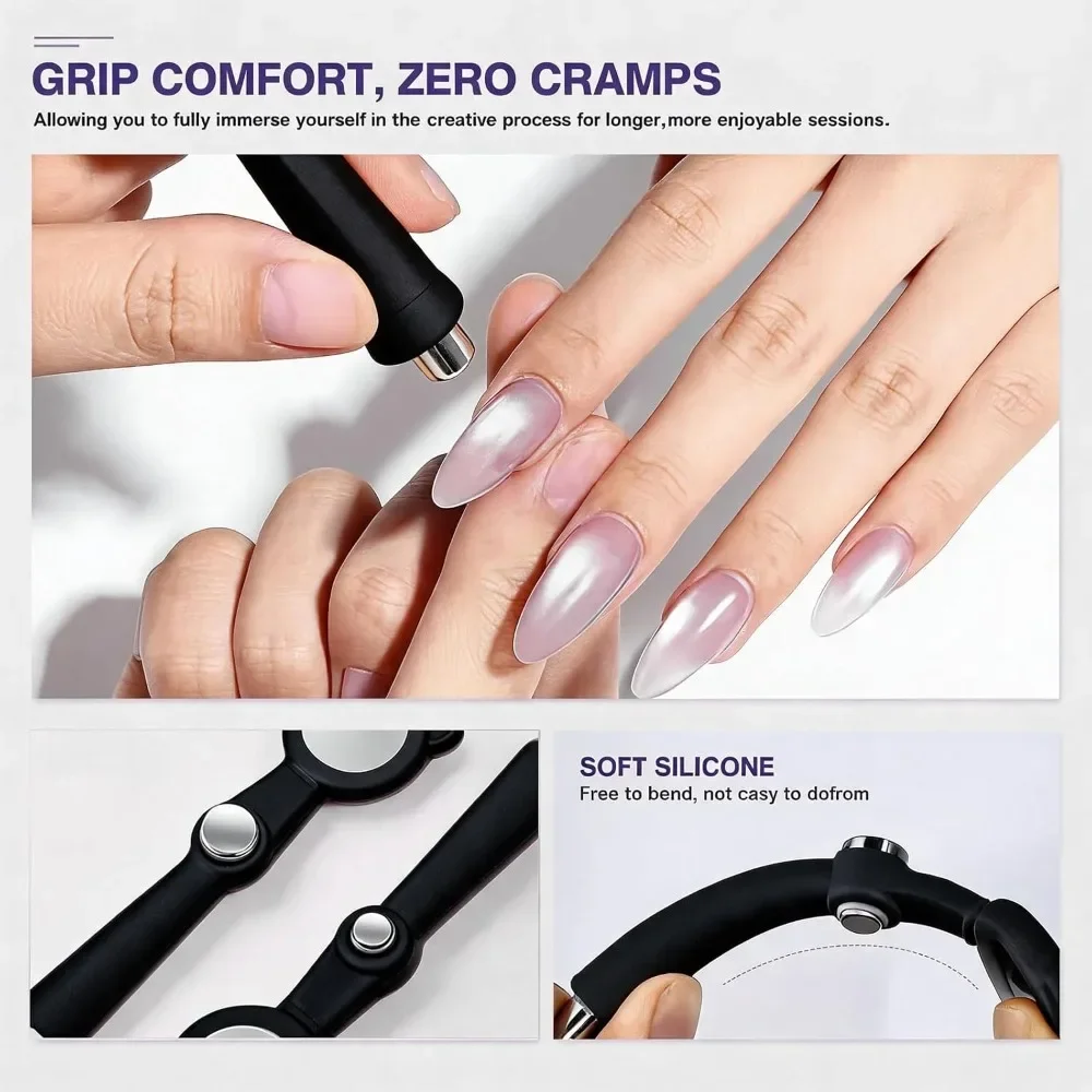 Katzenaugen-Nagelmagnet, Doppelkopf ‌ 5-in-1 Magnetstab-Nagelkunstwerkzeug: S-Form, Blume, Seestern, French & Glasperlen-Katzenaugen-Effekte – Detail 5