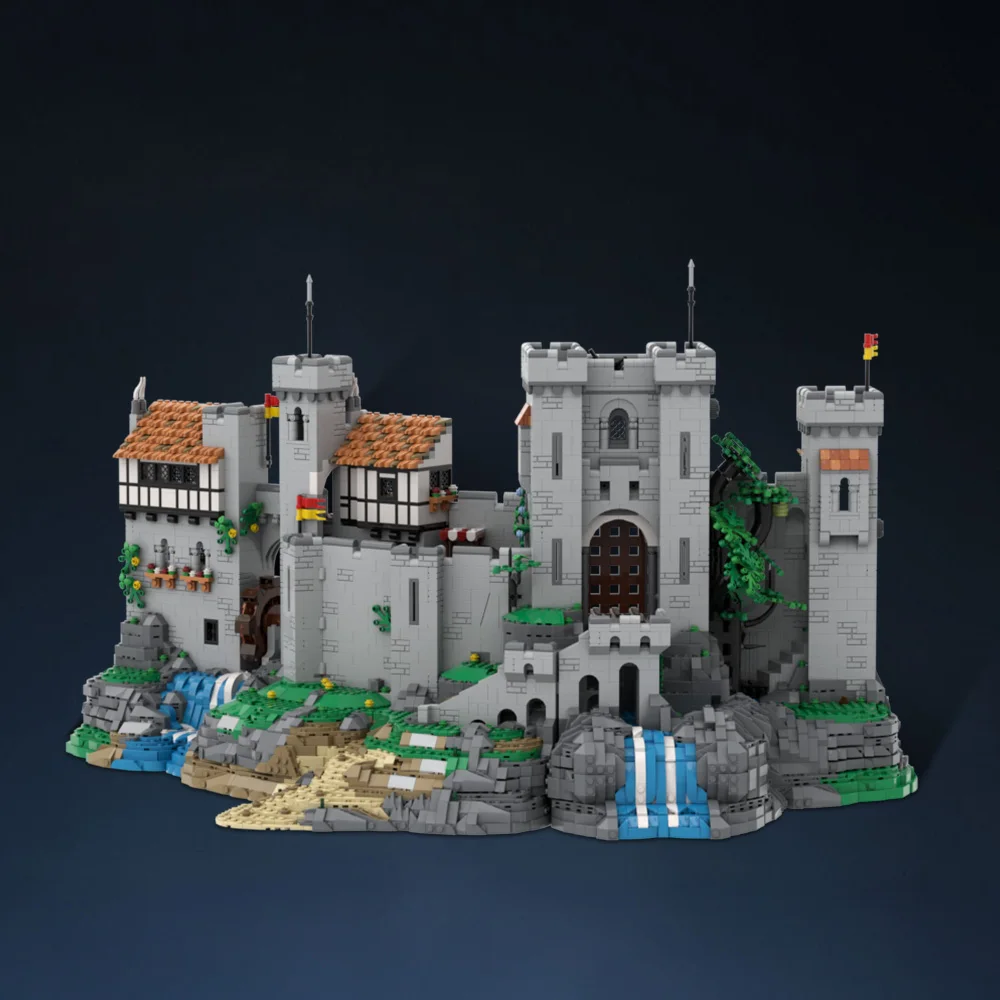 MOC Medieval Castle Lion Knightss Castle Building Blocks Model Lions Caslte Gatekeeper Tower Bricks Black Falcon Castle Toy Gift