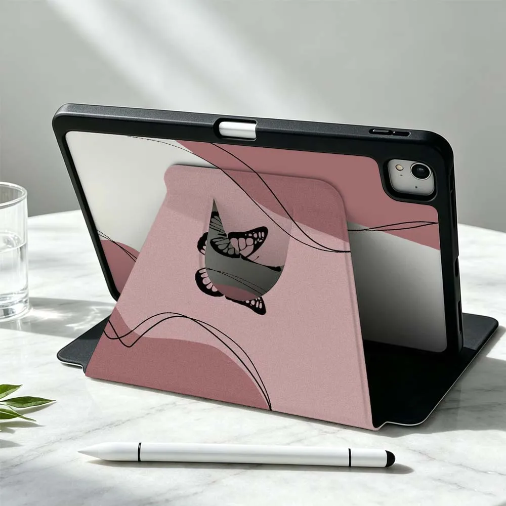 Designing Butterflies For iPad Pro Air mini 6 5 4 12th M5 M4 M3 M2 A16 A17Pro 360° Rotation Stylus Storage Tablet Case