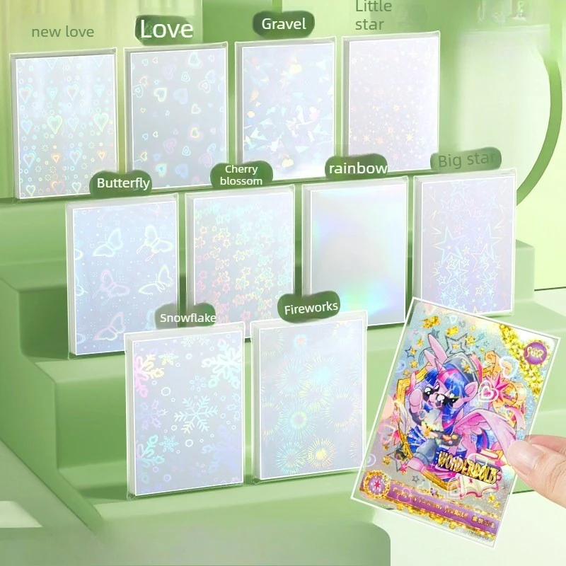 100Pcs Holographic Rainbow Card Sleeves, Acid-Free Photocard Protector with Storage Box for Pokemon PTCG Yu-Gi-Oh Trading Cards