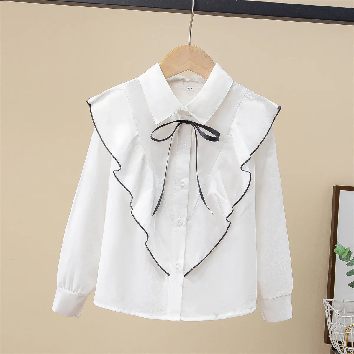 Girls Shirt 2025 Spring Autumn Tops for Kids  Children Lapel White Blouse Long-sleeved Teenager School Uniform Outfits Clothing